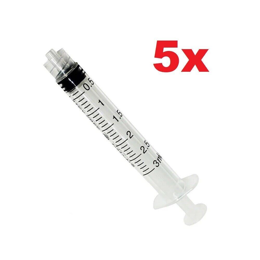 5x 3mL Disposable Syringe Luer Lock Tip Liquid Medical Plastic 3cc