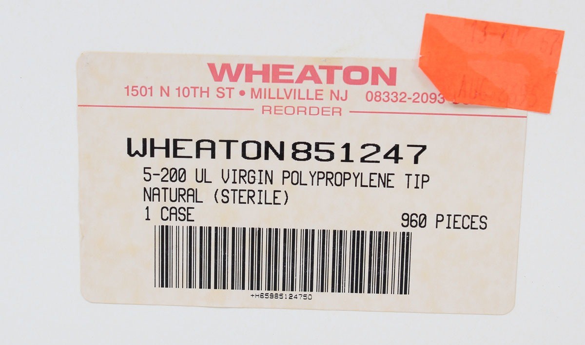Wheaton 851247 Sterile Pipetter Microtip, 200 Microliter Partial Case (576 pcs)