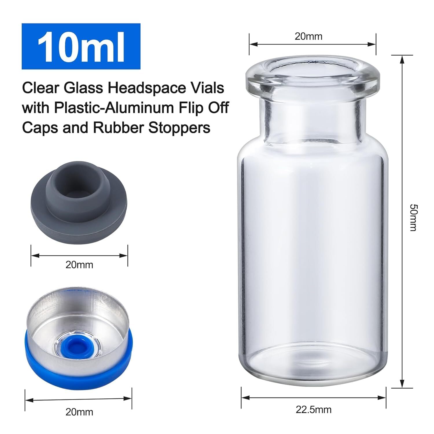 1000Pack 2ml Autosampler Vials+4/10ml Clear Glass Vials+Amber Dropper Bottles US