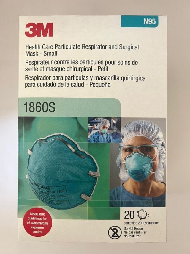 3M 1860S Small Health Care Particulate Respirator and Surgical Mask, N95, 20 Per