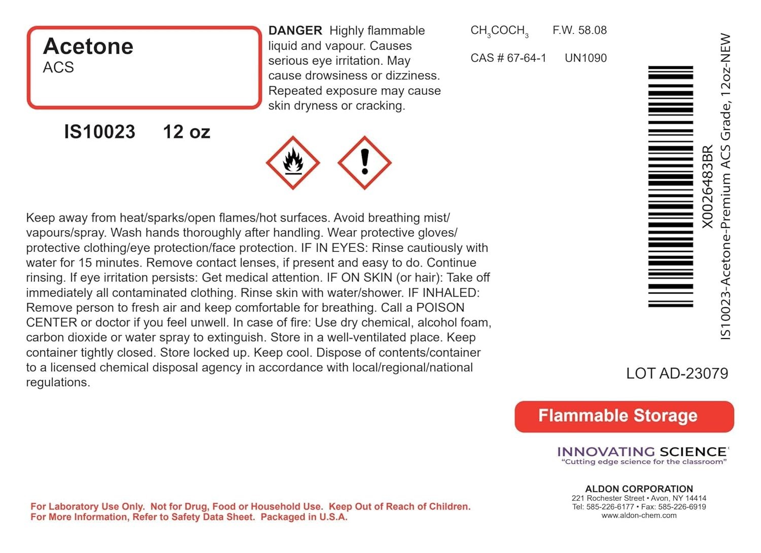 Anhydrous Acetone 12oz ACS Grade Pure Solvent Reagent Laboratory Industrial USA