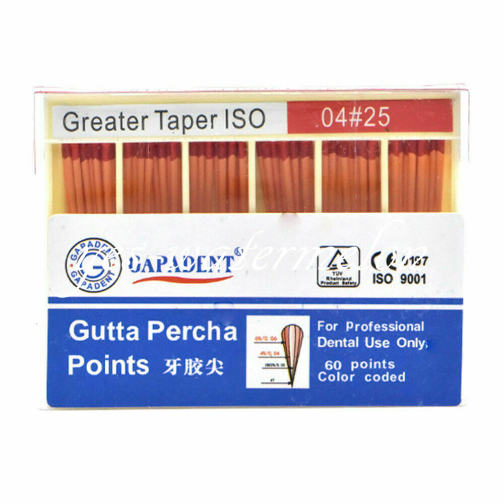 60 Pcs Dental Endodontic Absorbent Points Gutta Percha Taper 0.04 GAPADENT New