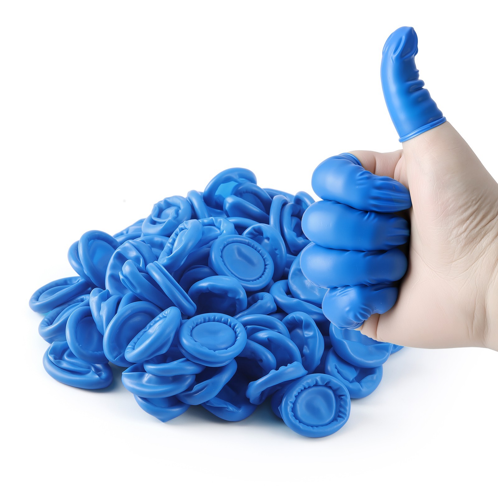JMU Nitrile Disposable Hygienic Finger Cots for fingertip protection Blue Medium