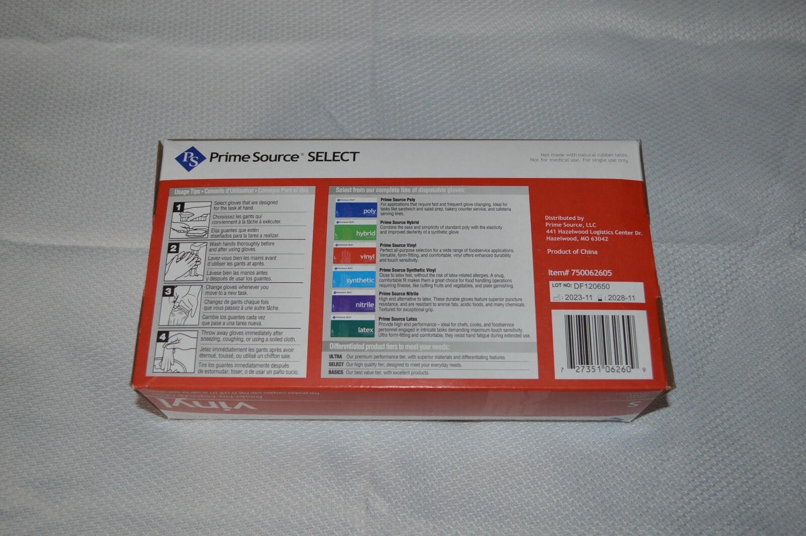 PRIME SOURCE SELECT ~ VINYL GLOVES ~ POWDER FREE ~ 100 COUNT ~ SMALL