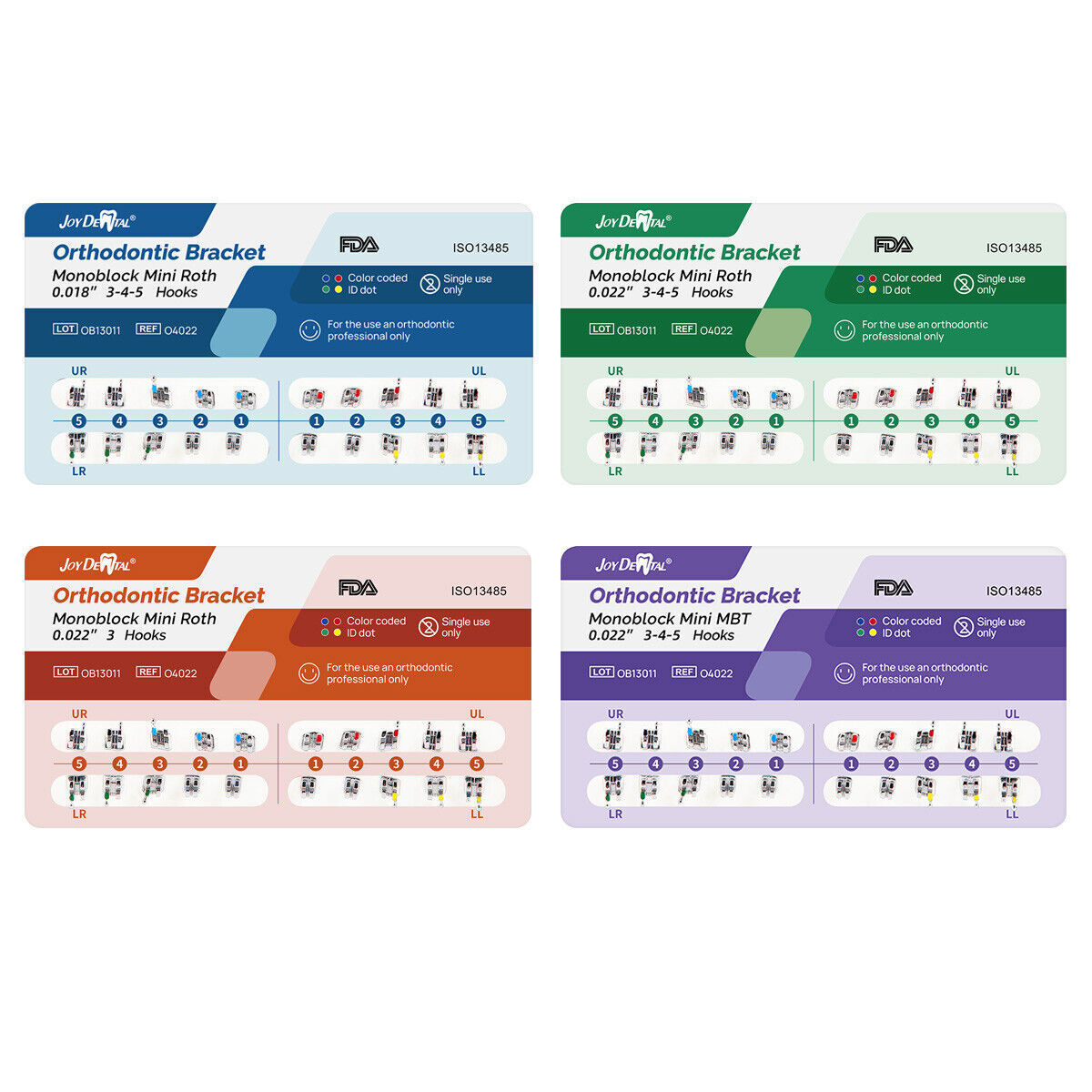 Dental Orthodontic Monoblock Braces Brackets Mini Roth/MBT 018/022 Hooks 3/345