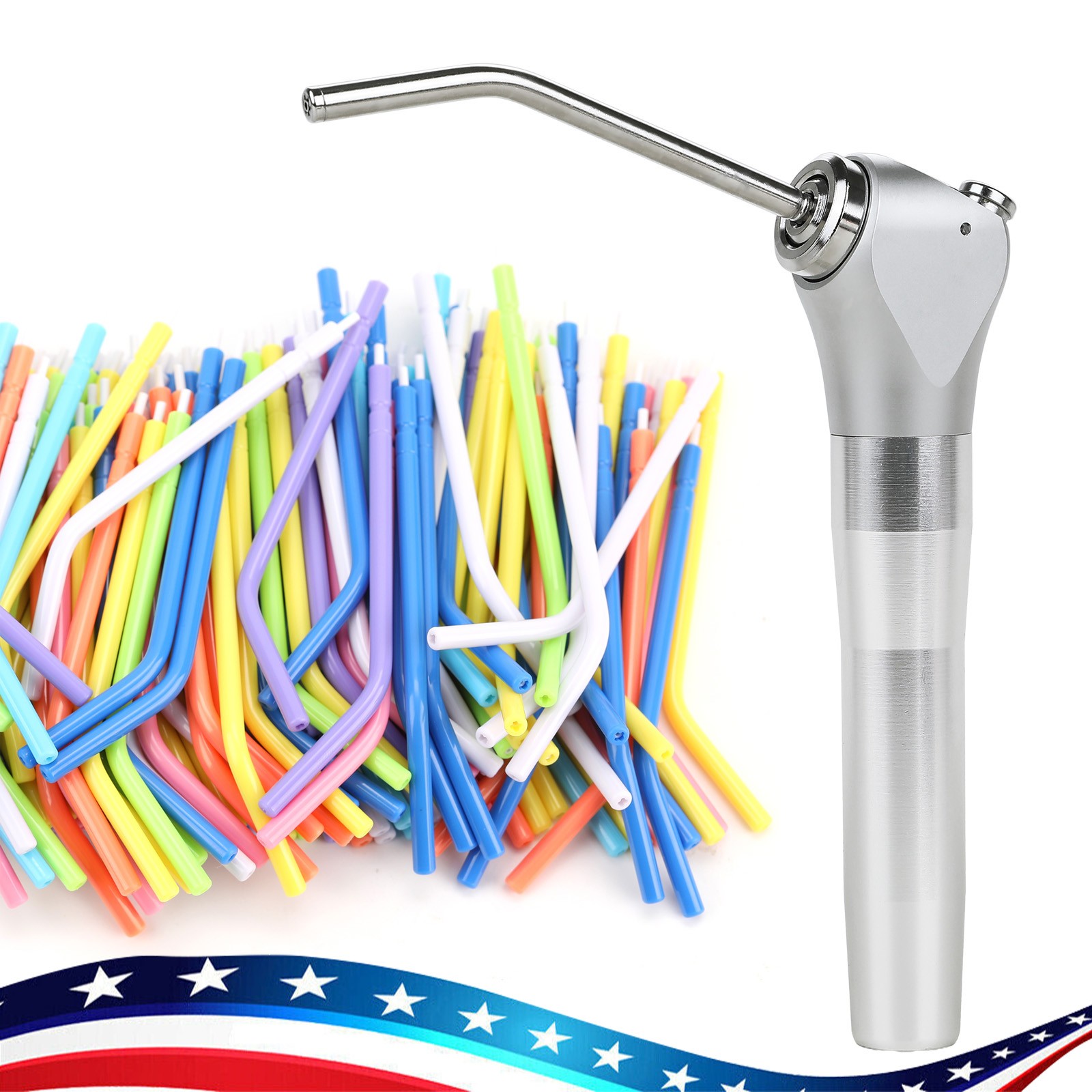 50PCS Dental Metal Spray Nozzles Tubes Tips / 3-Way Air Water Triple Syringe