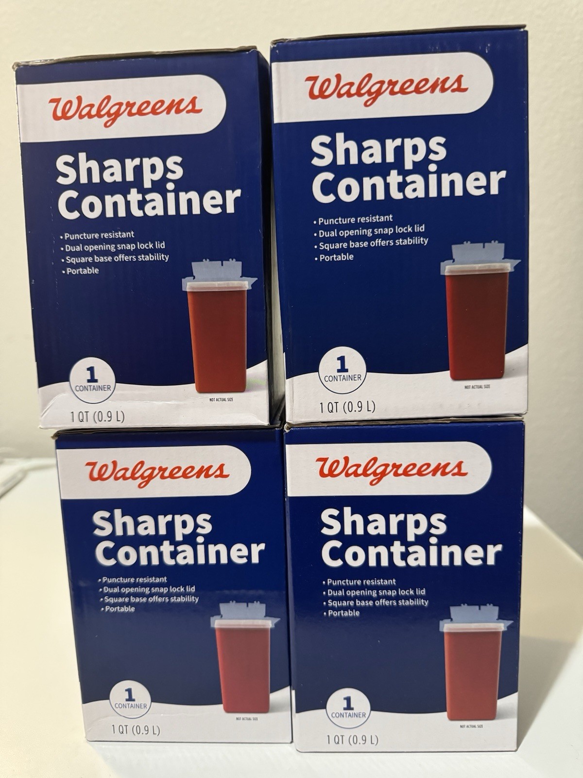 4 pack- Sharps Container 1 Qt Biohazard Infectious Waste Needle Disposal –