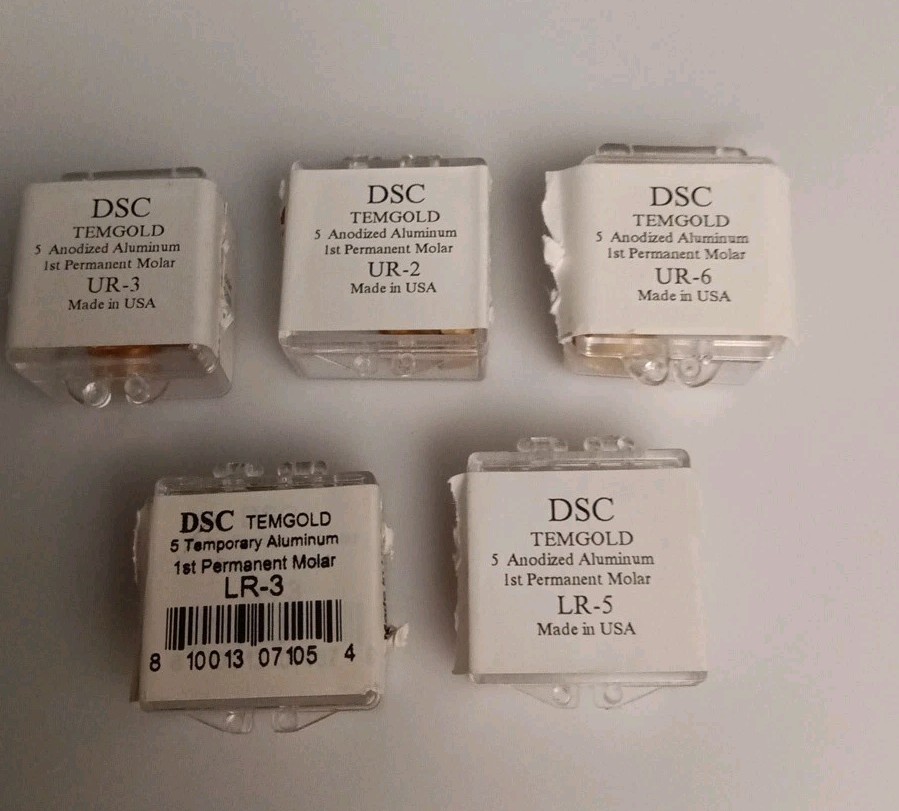 DSC Dental Tempgold 1st Permanent Molar Anodized Aluminum Mixed Lot Of 11