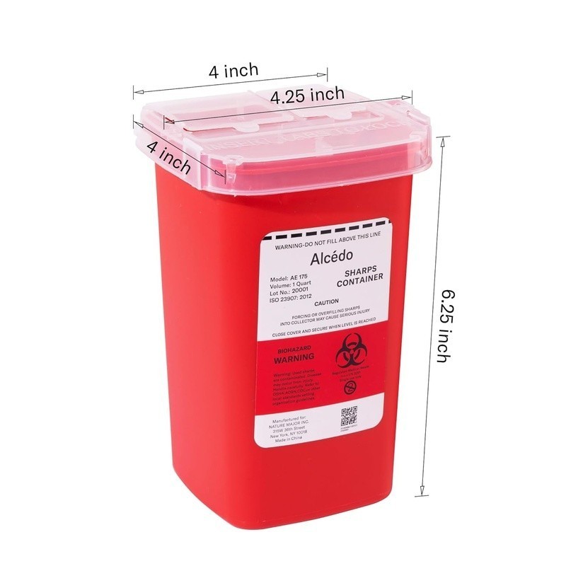 Durable Sharps Container Home Professional Use Lightweight Biohazard Disposal