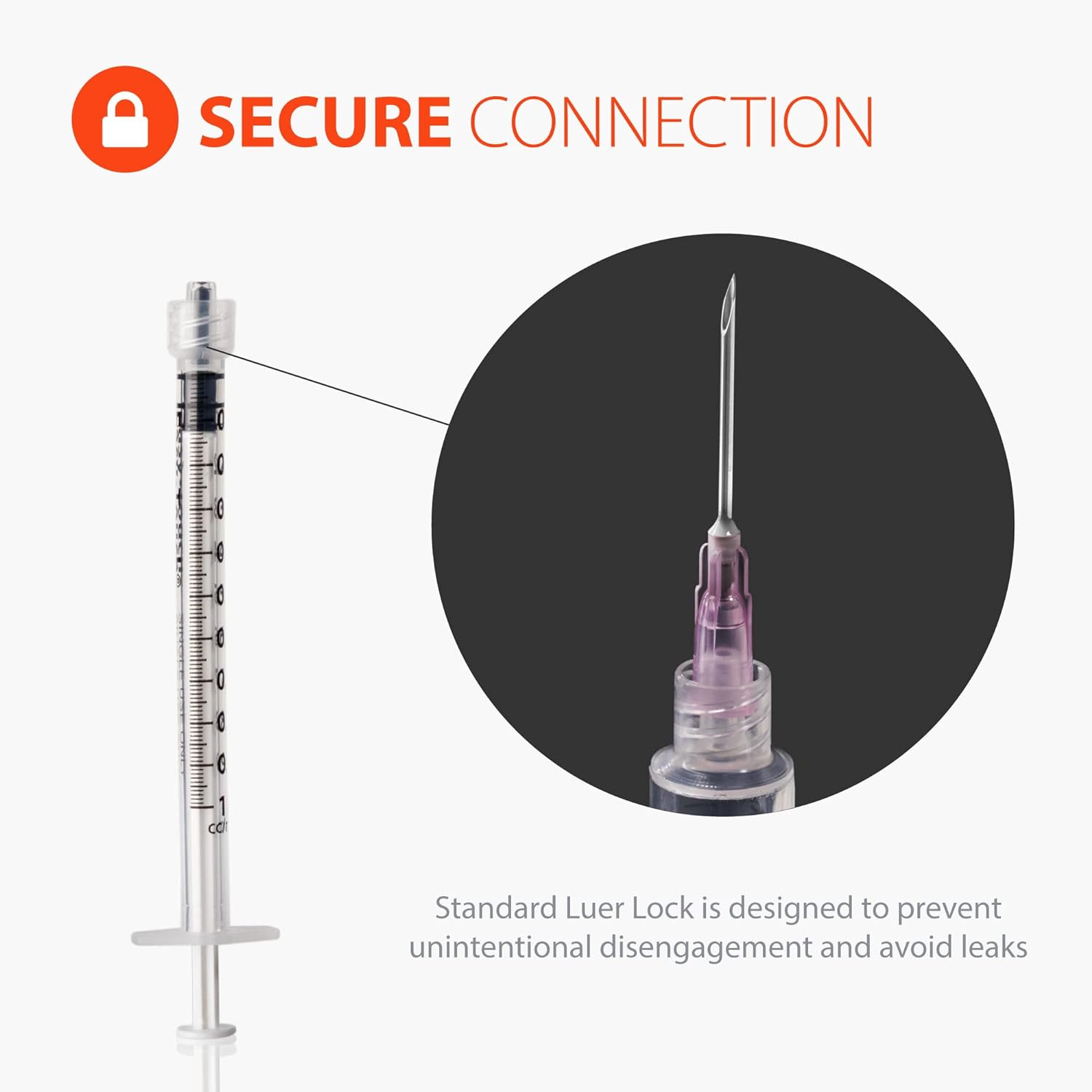 Easytouch Luer-Lock Syringe Barrel, 1ML Syringe, Pack of 100