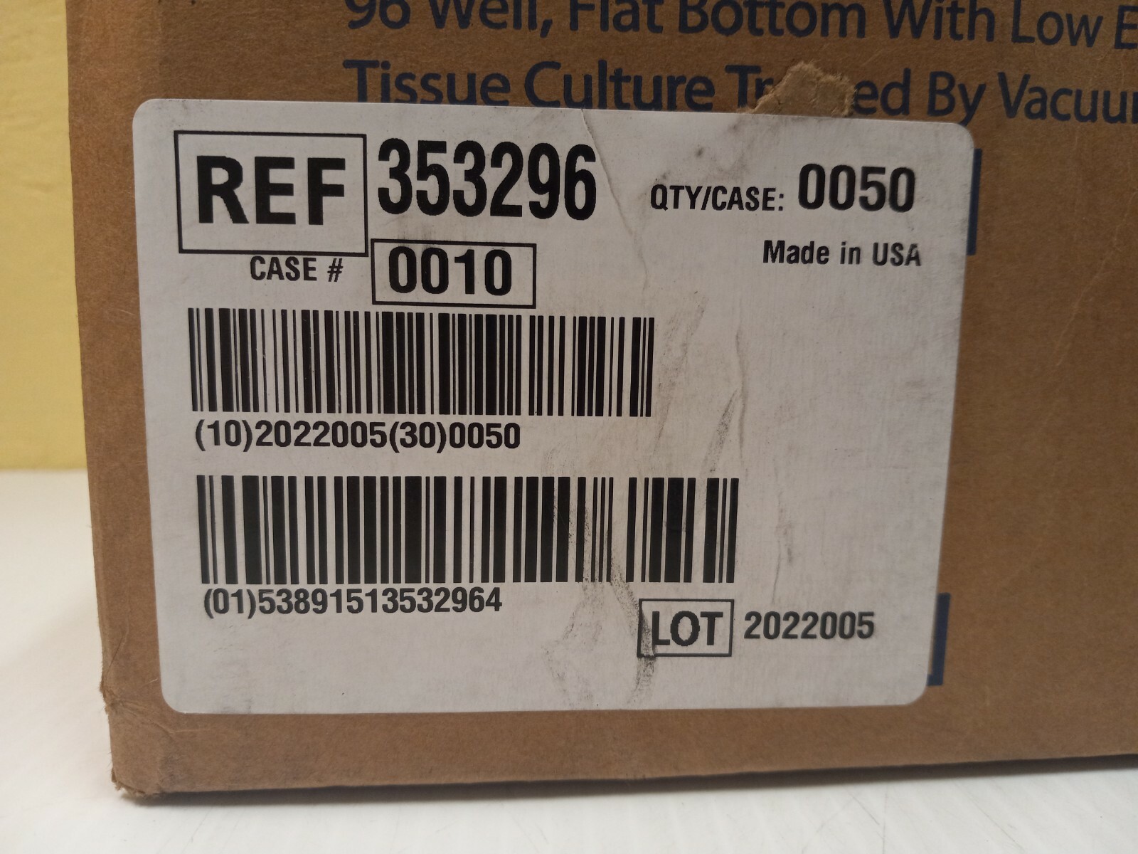 Falcon 353296 Culture Plates with Lids 96 Well White Sterile Case of 45 Plates