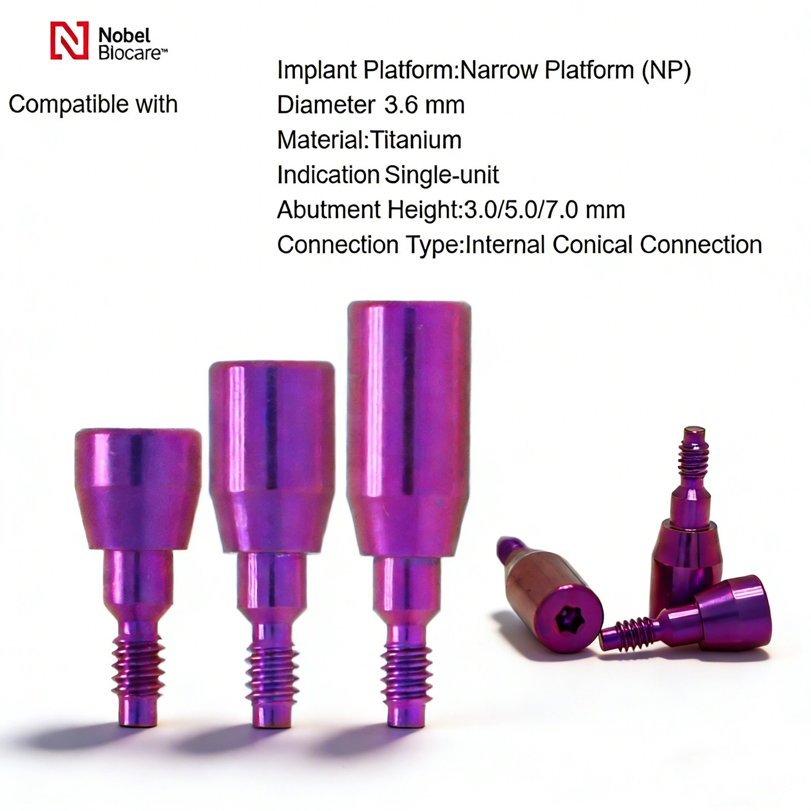 Nobel Active Compatible Healing Abutment NP RP ∅3.6 5.0 6.0 Conical Dental Caps