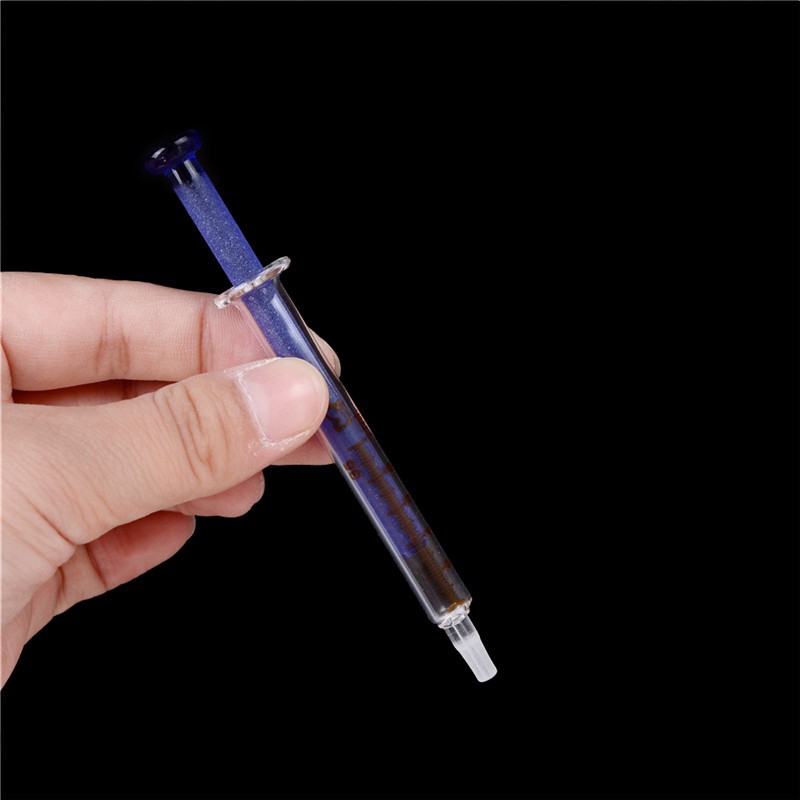1mL Blue Glass Syringes Sampler Injector Lab Glassware Tool Gift High Qua.Q6