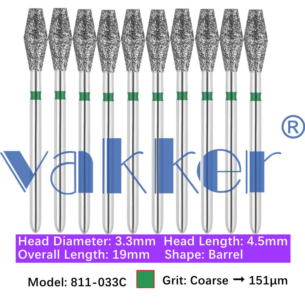 10pc/pk Dental FG Diamond Burs High Speed Barrel Wheel Pear Shape Polishing Burs