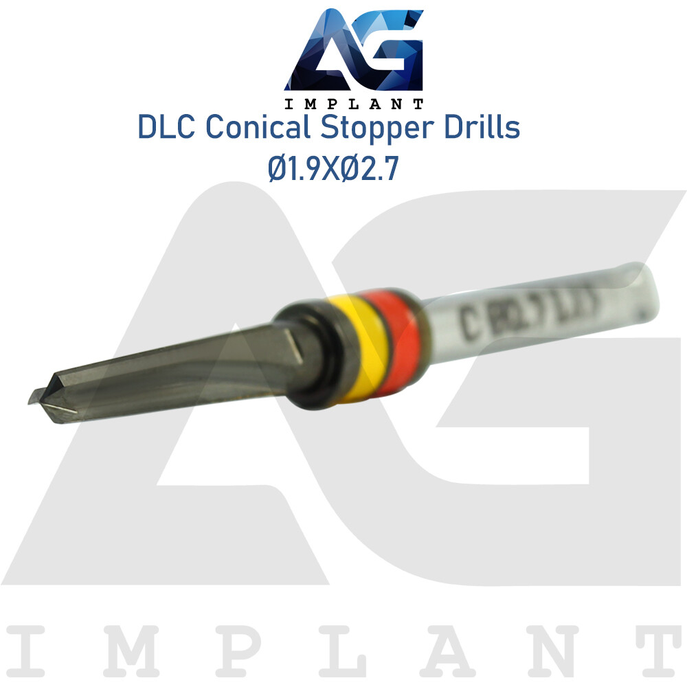 Ø1.9XØ2.7 Integral Stopper DLC Conical Drill External Irrigation Tool Carbon