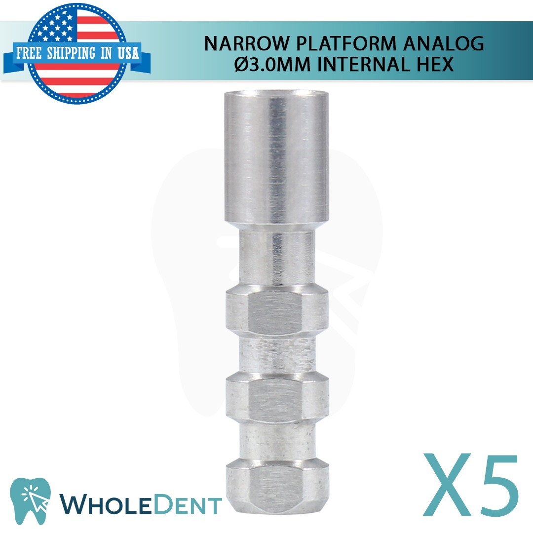5X Narrow Platform Analog Ø3.0mm Titanium Dental Abutment Lab Int Hex Tool
