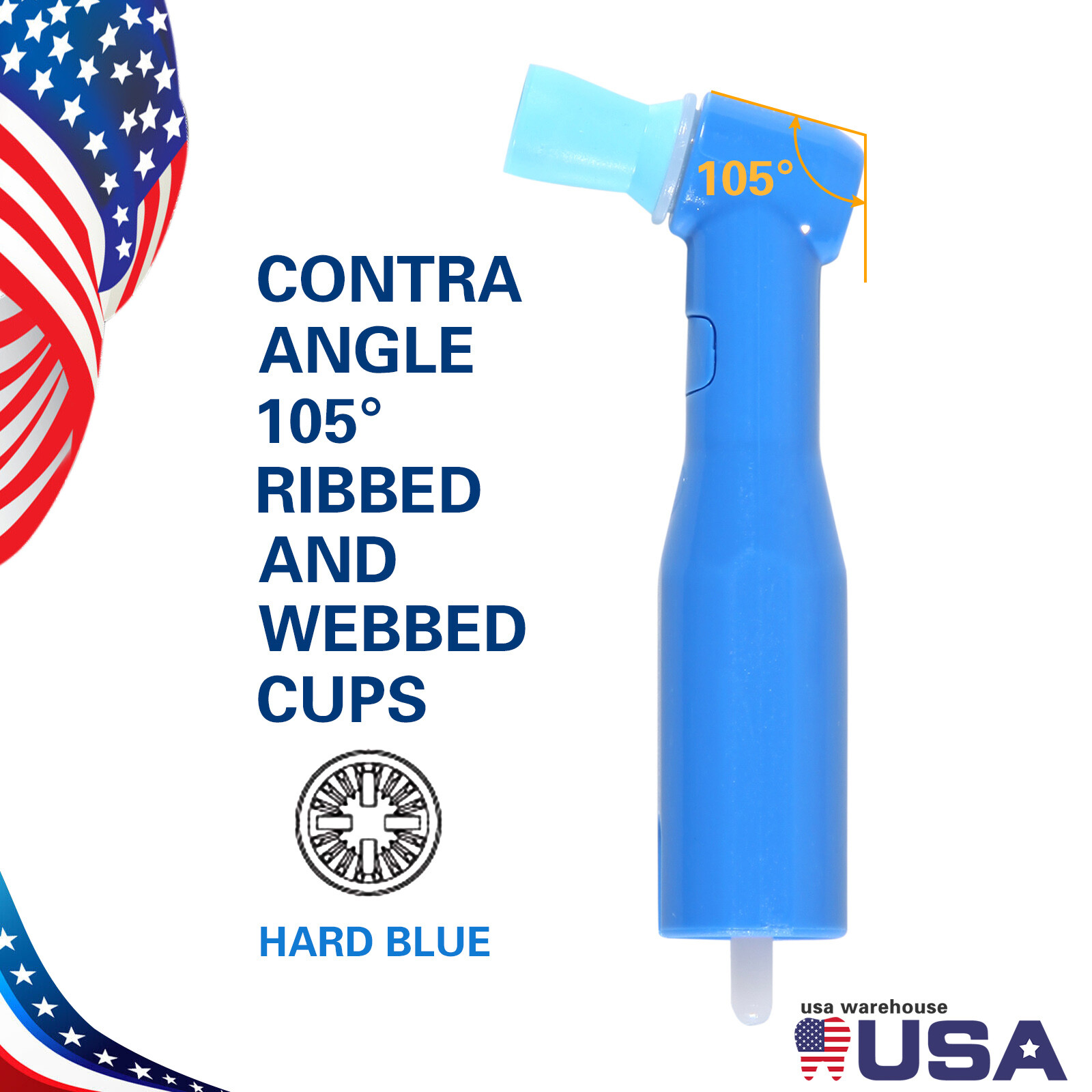 100pcs Dental Disposable Pro Angle Prophy Angles Cup Blue Color New 105°