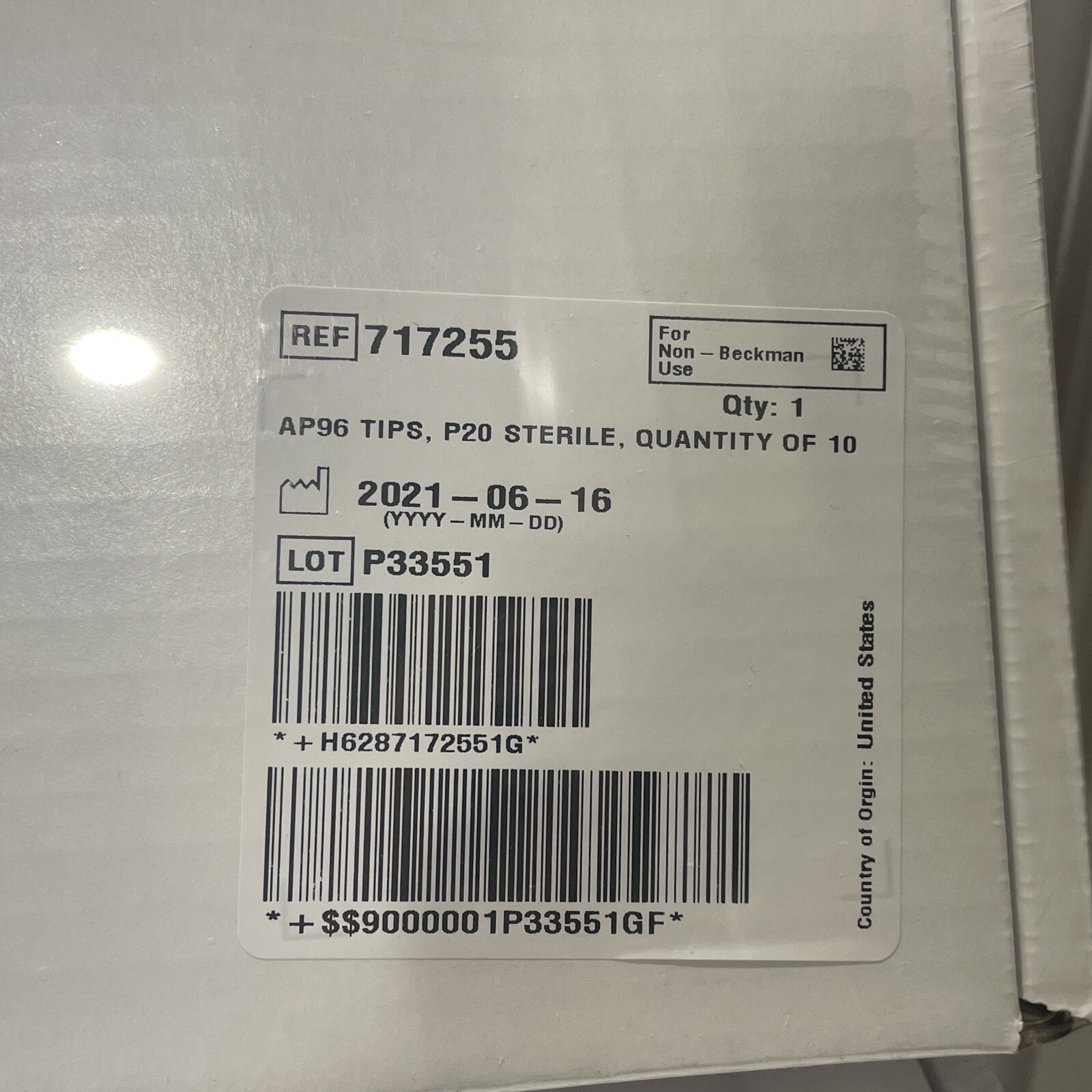 Beckman 717255 100µL Pipette Case Of 4800 Tips AP20 AP96 P20 Sterile Mfg 07-2021