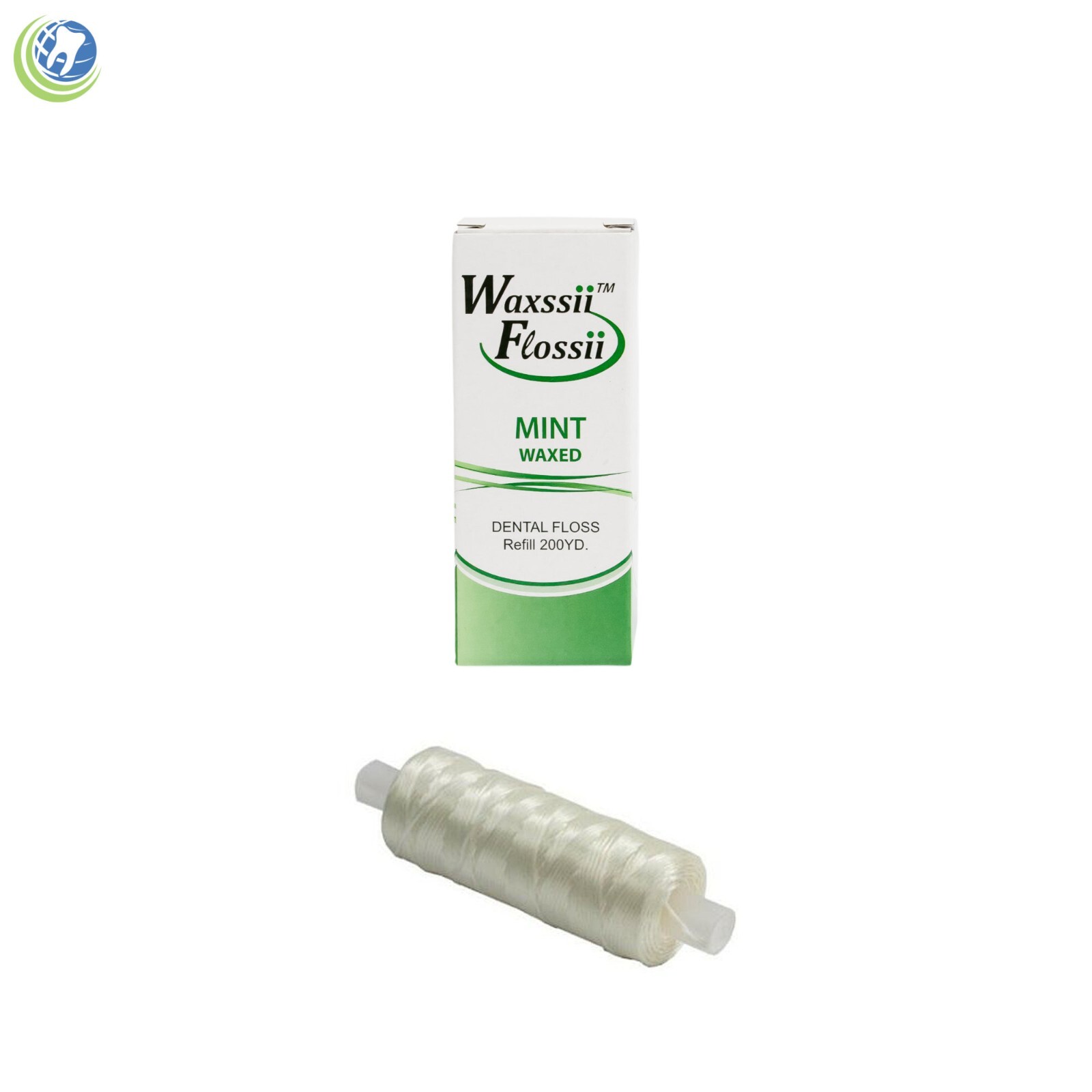 DENTAL PROFESSIONAL FLOSS DISPENSER & 2 WAXED MINT FLAVOR SPOOL REFILLS 200 YD.