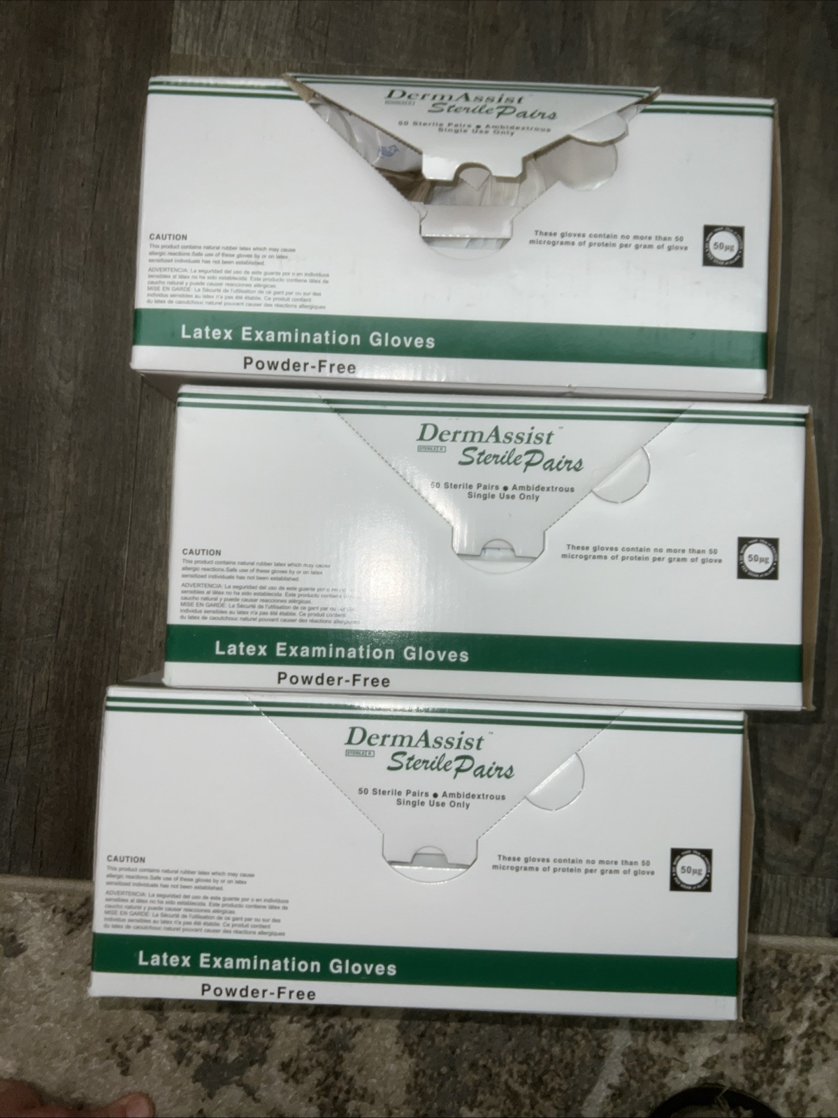 3x Dermassist™ Powder-free Sterile Latex Exam Gloves, XL (50PAIR/BX) 150 Total