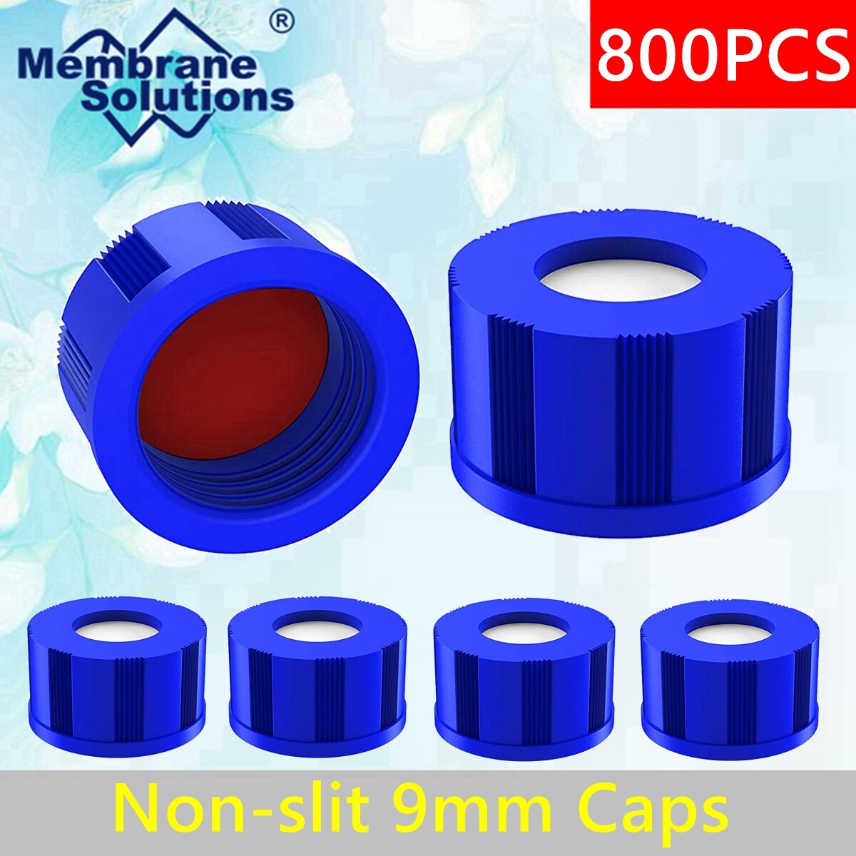 800- 2ml Autosampler Vial Screw Caps, 9mm, Red PTFE/White Silicone Septa 9-425