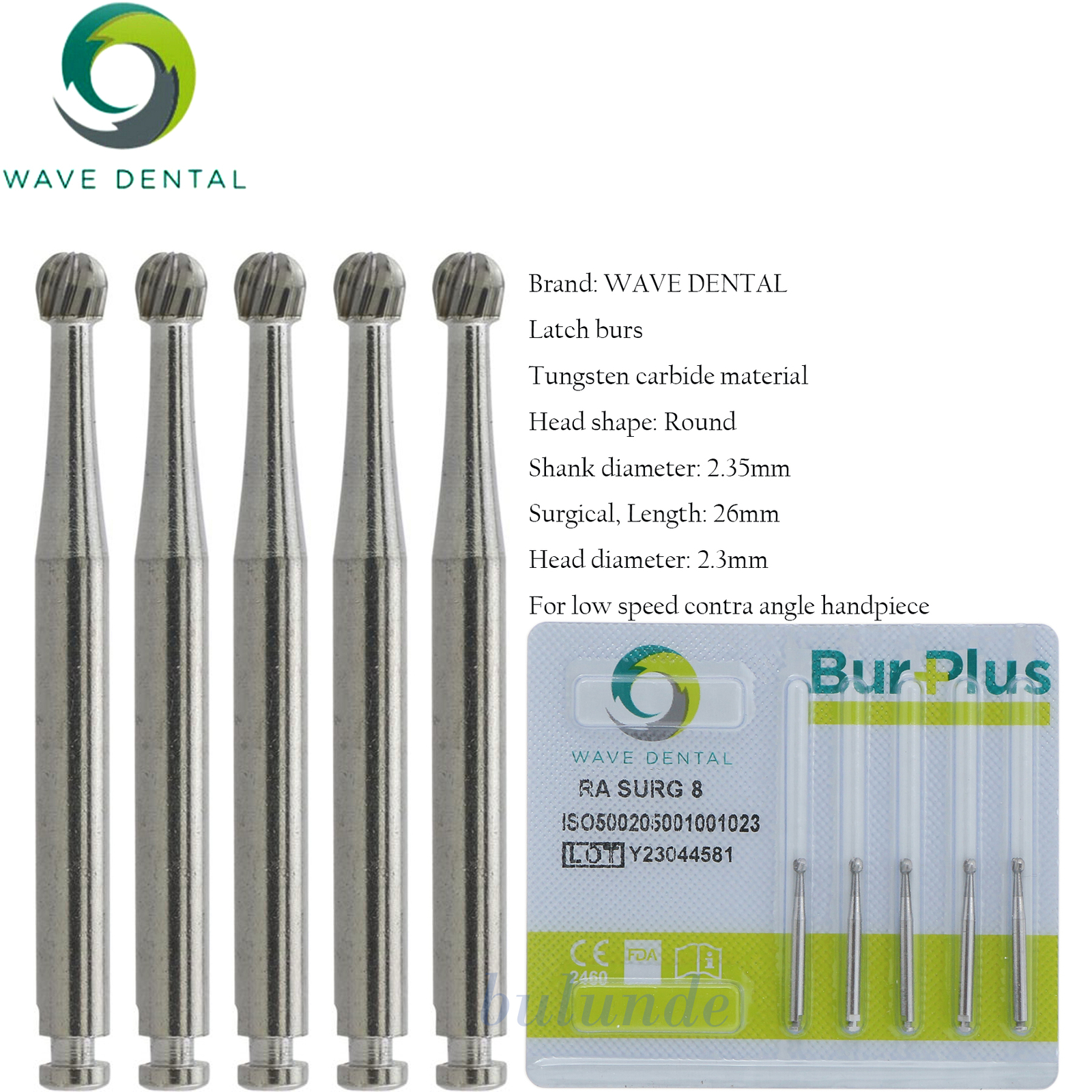 Wave Dental Tungsten Carbide Surgical Burs Round 26mm RA SURG 2 4 5 6 8# Prima