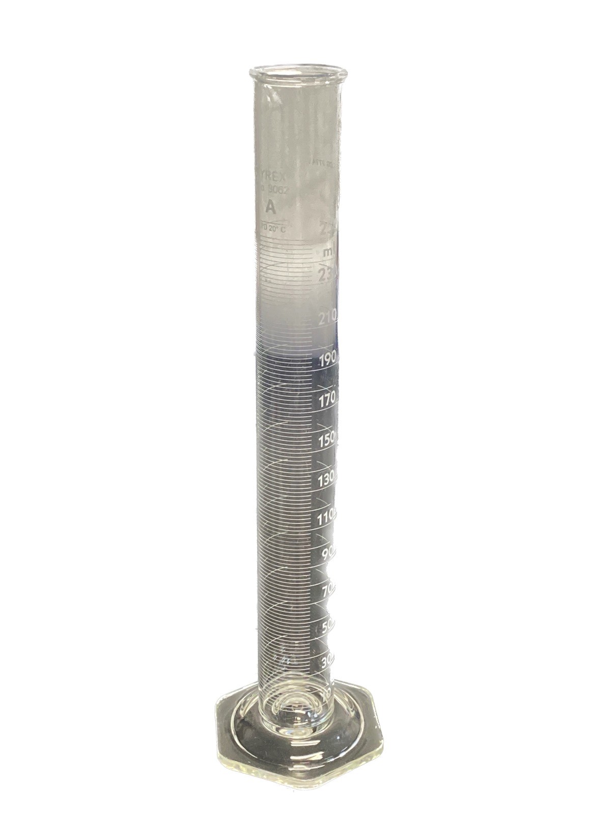 PYREX Glass Class A 250mL TD Single Metric Graduated Cylinder Hex Base 3062-250
