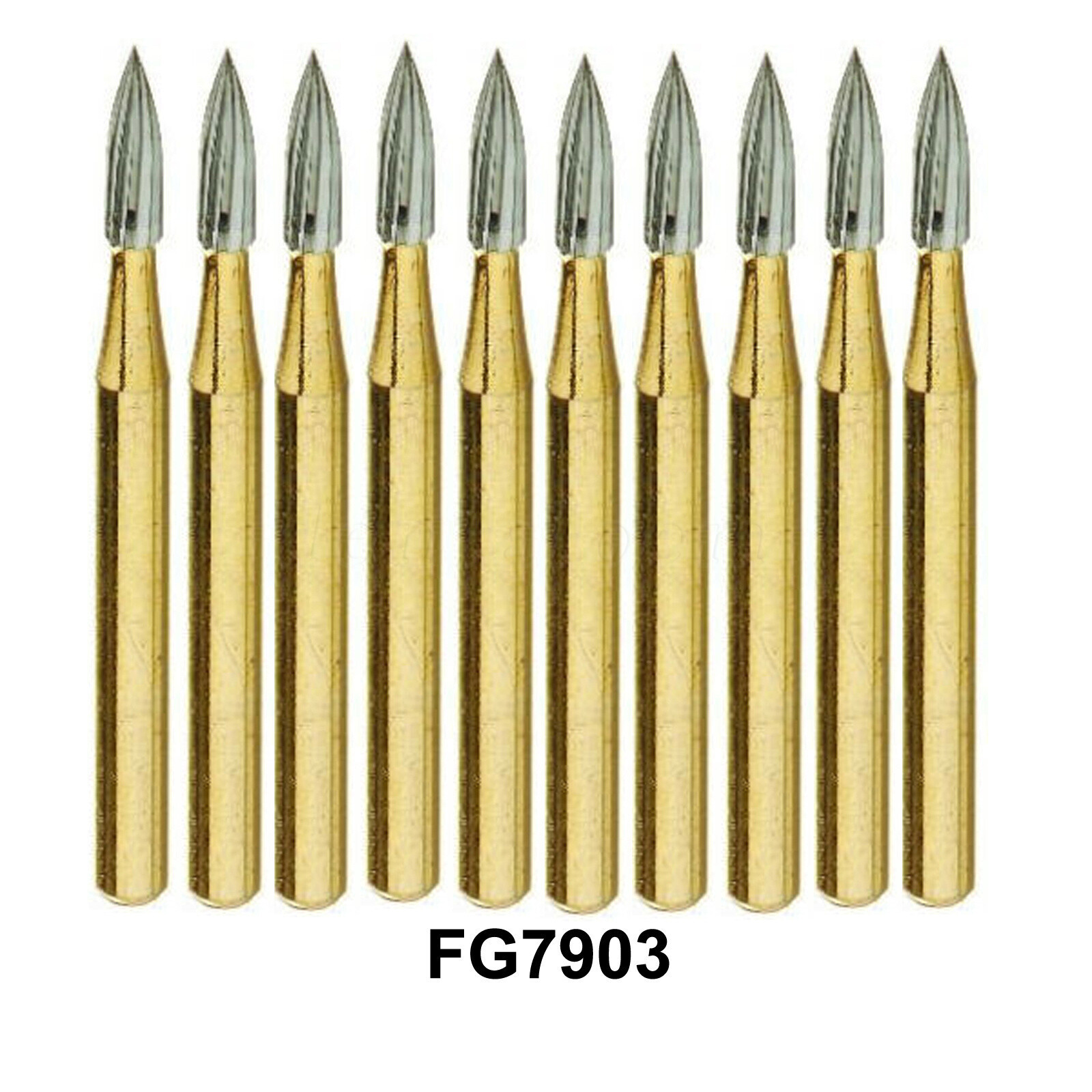10Pc Dental Carbide Burs Trimming & Finishing Gold 7006/7406/7408/7901/7902/7903
