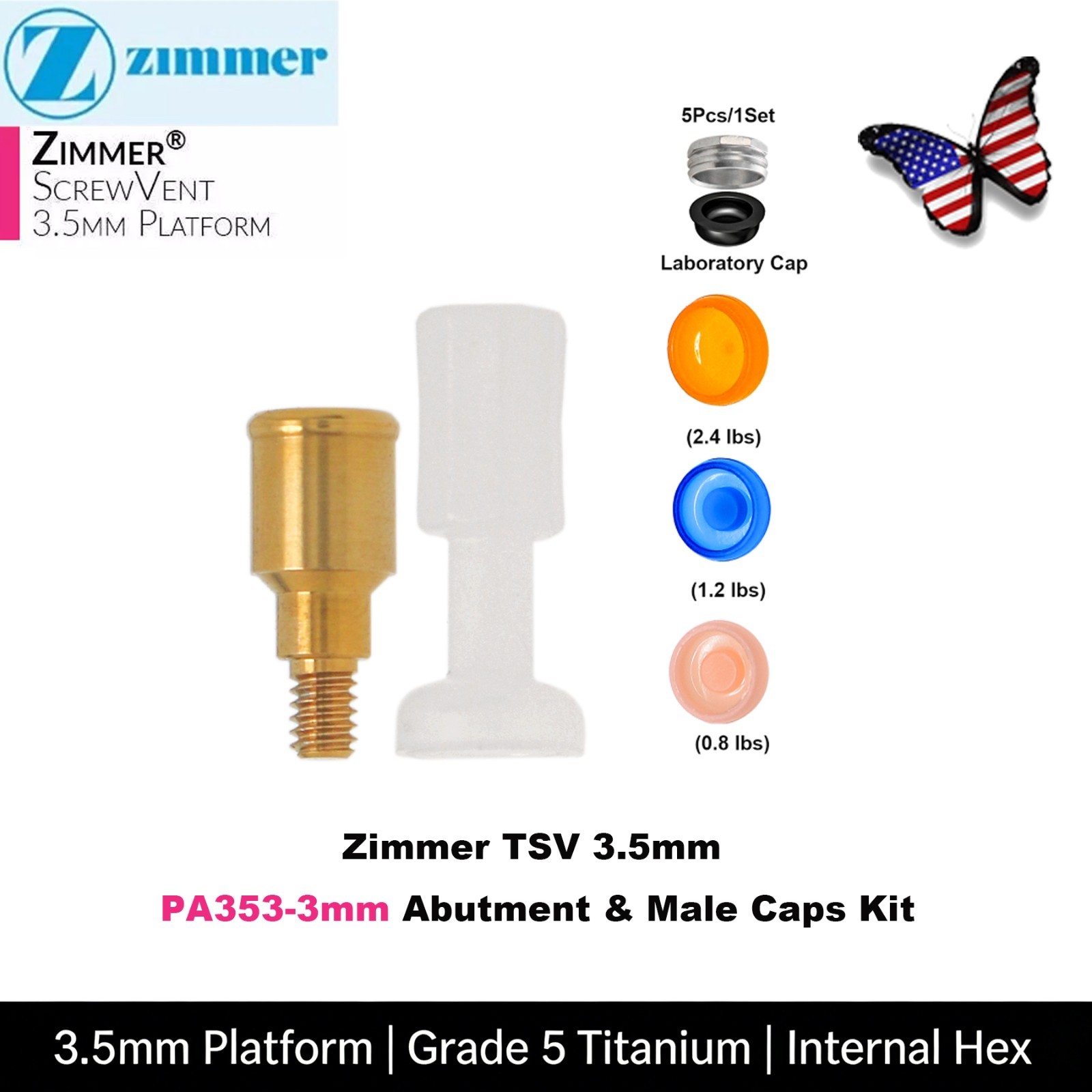 US LOCATOR Abutment Compatible with the ZimVie /Zimmer Biomet Tapered Screw Vent