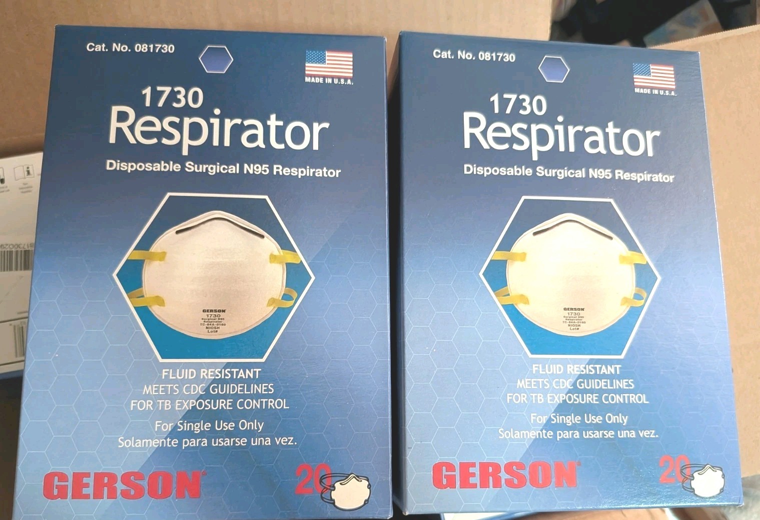 Gerson 1730 N95 Respirator & Surgical Mask- 40 MASKS (2 BOXES) -MADE IN THE USA