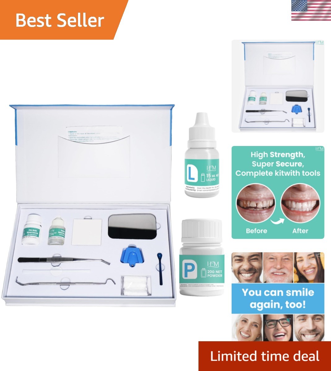 HM Zinc Oxide Eugenol Dental Cement Kit | Super Adhesive | Instant Tooth Repa…