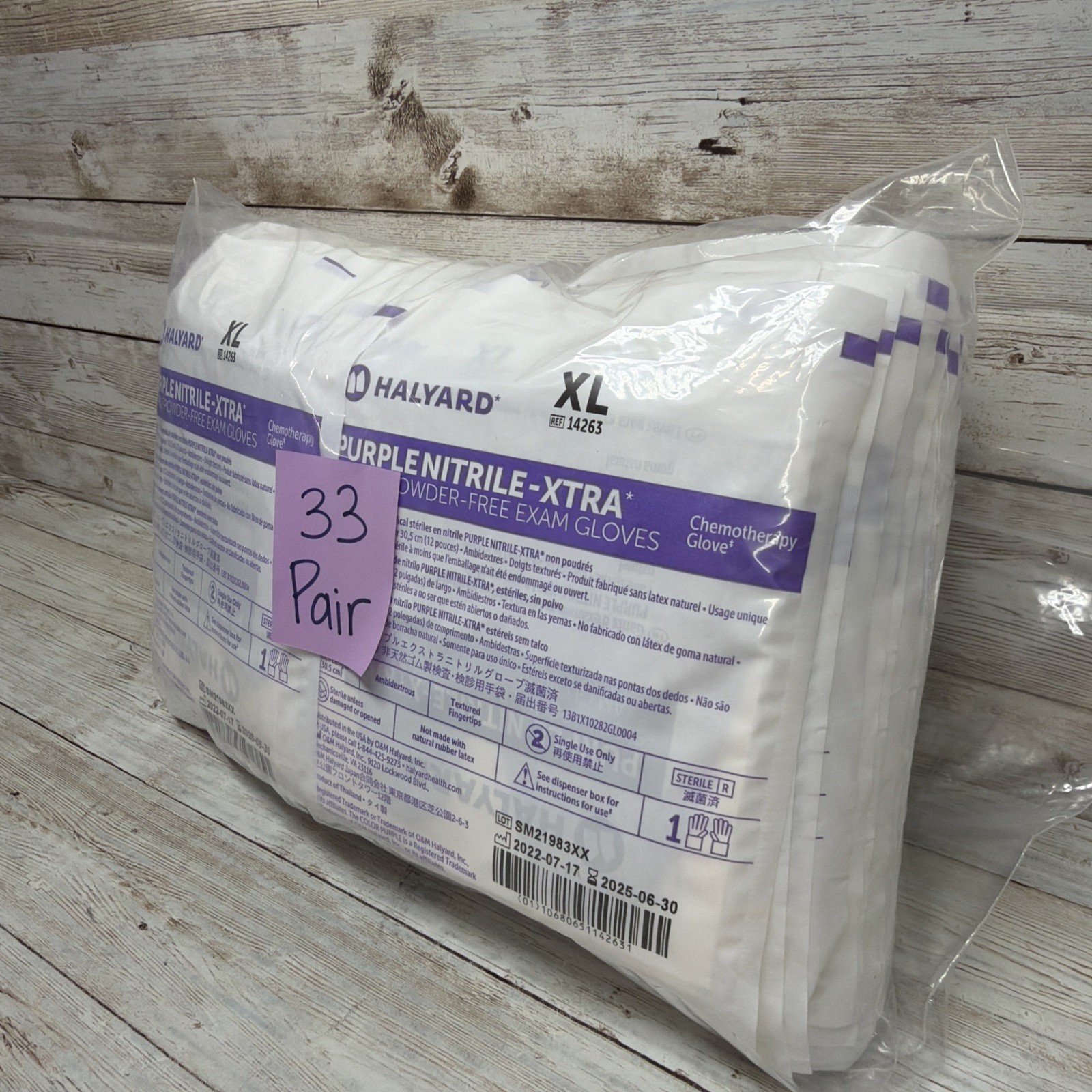 Halyard Purple-XTRA Nitrile STERILE Exam Gloves *33 Pair* Size: XL *See Date*