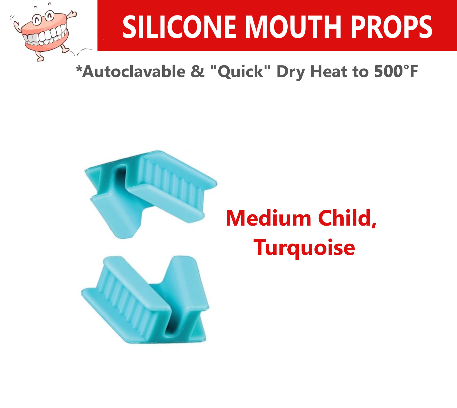 DENTAL Mouth Props, Silicone, Edentulous, Adult/Pedo Sizes, Autoclavable to 500F