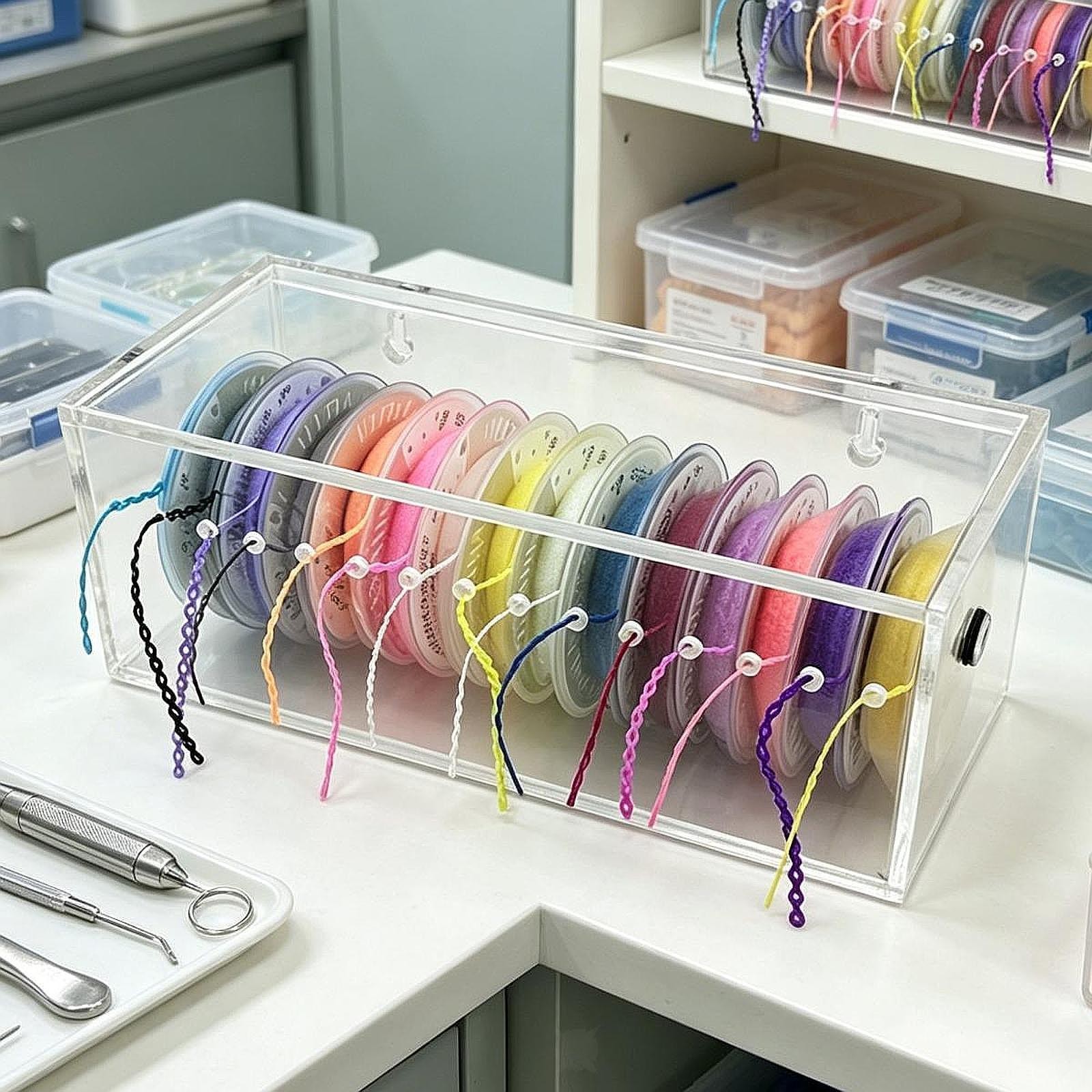 Dental Rubber Chain Organizer Case with Flip Lid Practical Sturdy Compact Dental