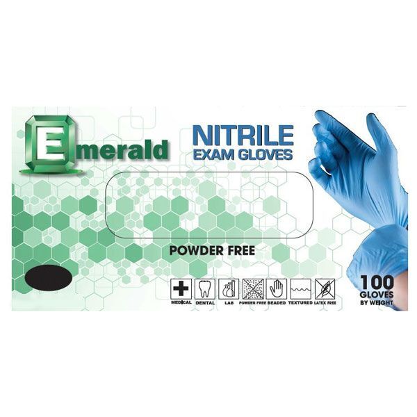Emerald Nitrile Exam Gloves – X-Large, 100/Bx. Powder Free, Latex Free