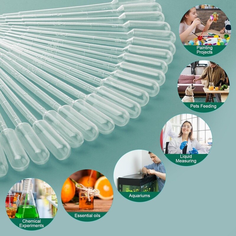 25 Pcs 1ML Disposable Pipettes Strong Suction Lab Essential Oils Medicine New
