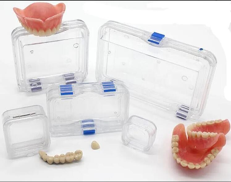 Plastic Dental Box Denture Storage Box with Membrane Hinge Display Jewelry Boxes