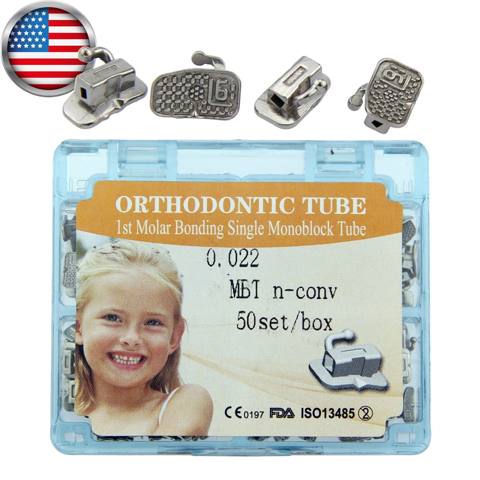 200pc Orthodontic Buccal Tubes Monoblock 2nd 1st Molar MBT Roth 022 UR UL LL LR
