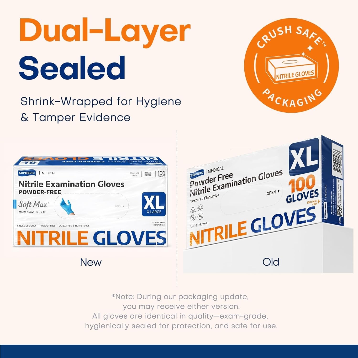 Disposable Nitrile Exam Gloves Pack of 100, Waterproof & Skin-Friendly, XL