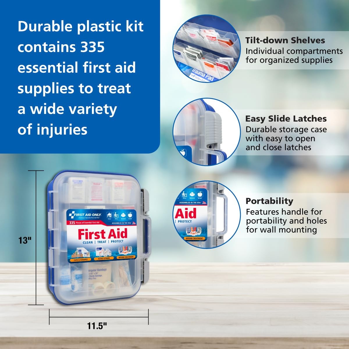 First Aid Only 91247 OSHA-Compliant Kit, 335 Pieces, Multicolored
