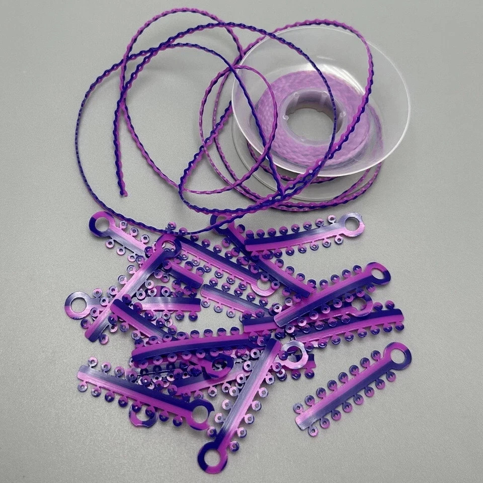 Dental Orthodontic Elastic Ligature Ties Rubber Bands Brace Power Chain Purple