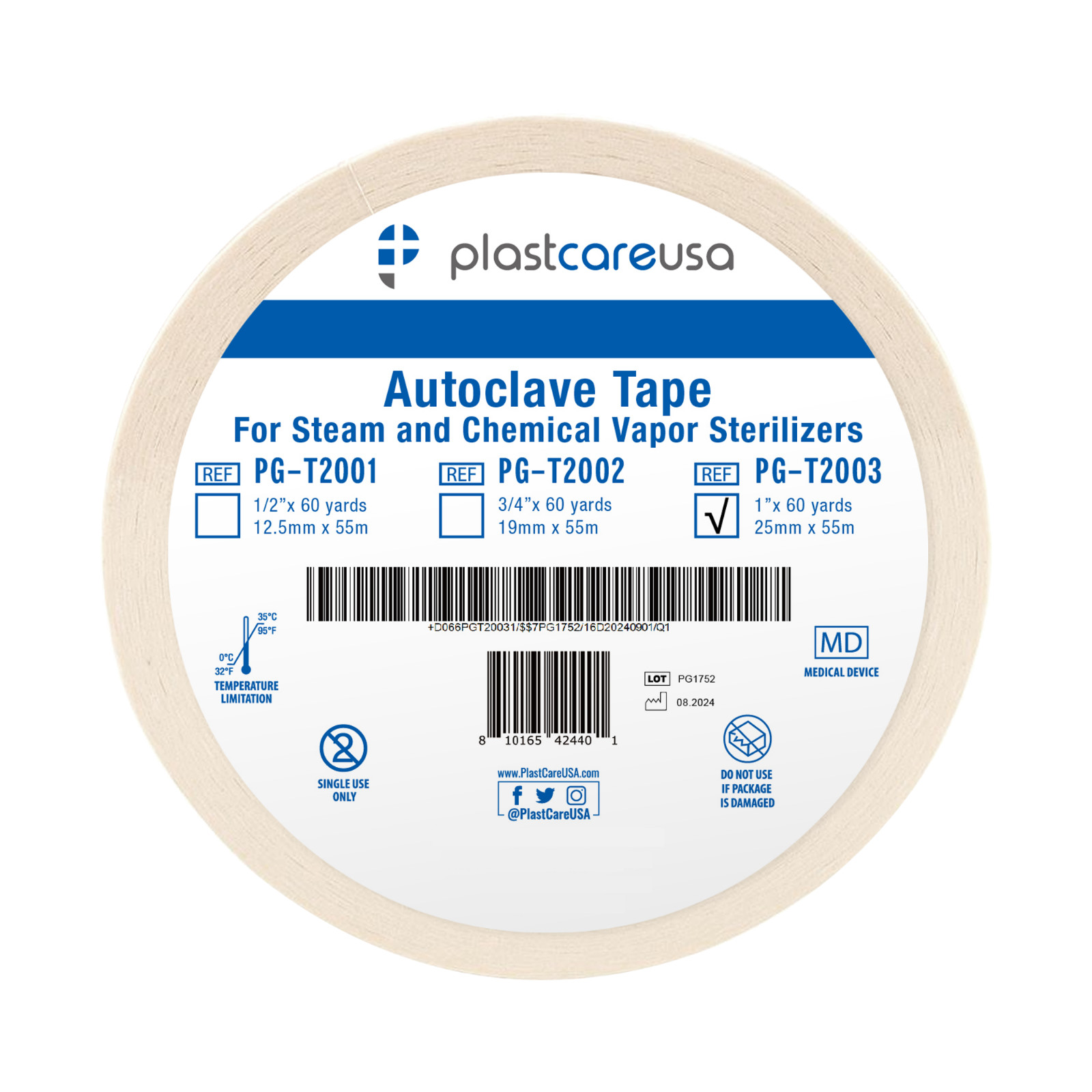 10 Autoclave Tape 1″ x 60 Yards, Sterilization Indicator Roll for Steam Chemical