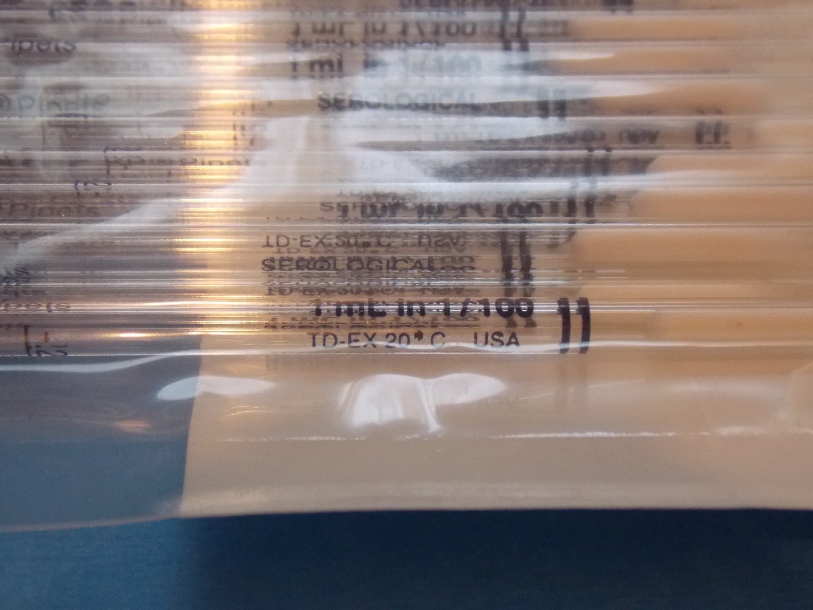 BAXTER P4650-1X DISPOSABLE SEROLOGICAL PIPETS 1ML X 1/100 GLASS STERILE 25/BAG