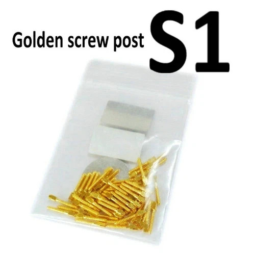 30Pcs Dental Endodontic Screw Post 24K Gold Plated Conical Pins Refills Root Kit