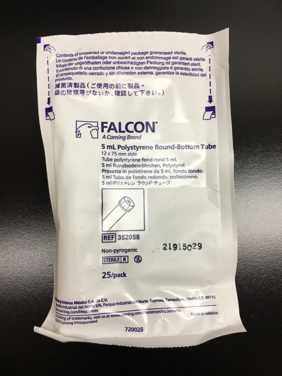 Corning Falcon REF 352058 5mL Round Bottom Tubes 12mm x 75mm Lot 8 PKS