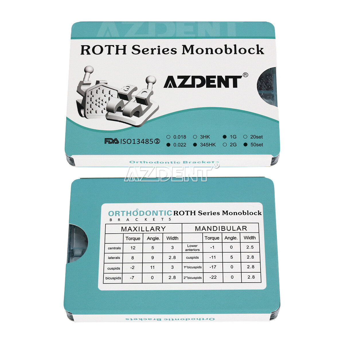 Dental Orthodontic Brackets Monoblock MIM Mini Roth.022 With Hooks 345 AZDENT