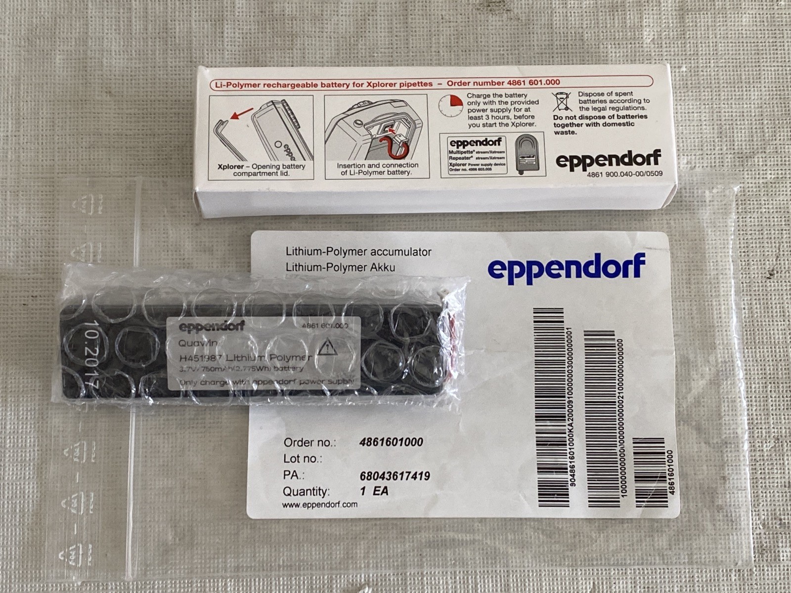 EPPENDORF Lithium Polymer Accumulator Rechargeable Battery 4861601000