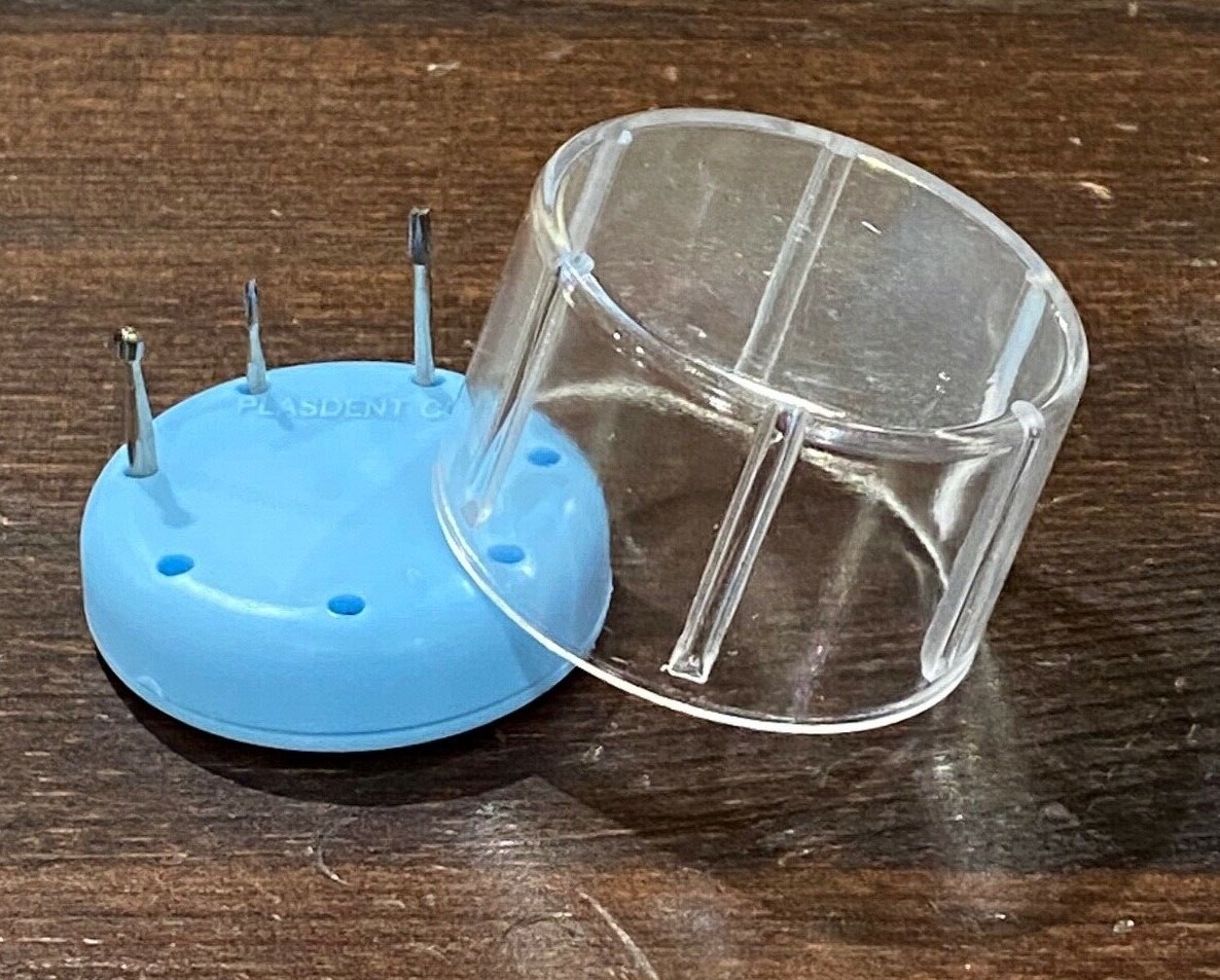 Magnetic Round Dental Lab Bur Block Holder Station Holds 7 Burs FG RA FGOS Blue