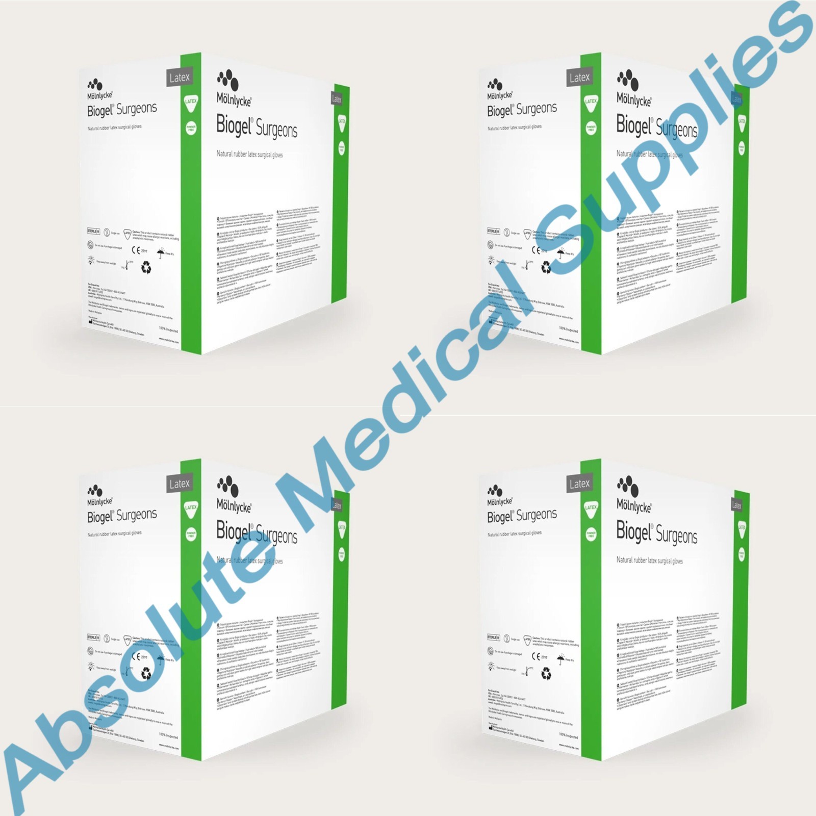 *50-Pairs* Molnlycke Biogel Surgeons Latex Sterile Surgical Size-7.5 Glove 30475
