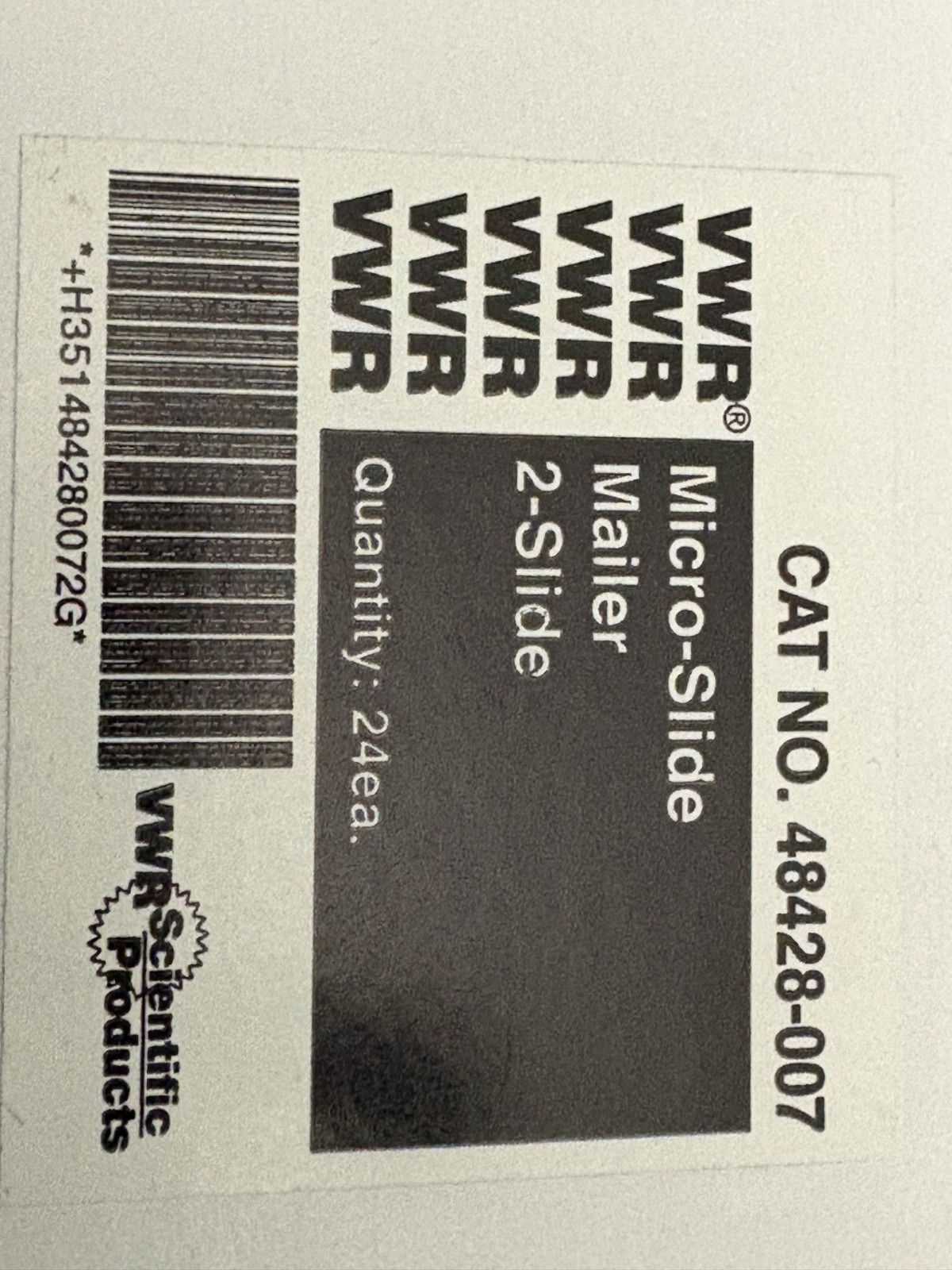 VWR 48428-007 Slide Mailer, open box, 21 in Pack